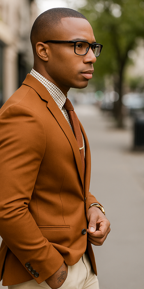Cognac ~ Rust ~ Copper Color Burnt orange Men's 2 Buttons Blazer ~ Sport Coat Jacket