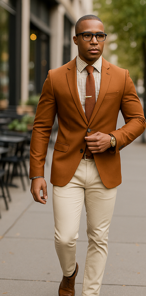 Cognac ~ Rust ~ Copper Color Burnt orange Men's 2 Buttons Blazer ~ Sport Coat Jacket