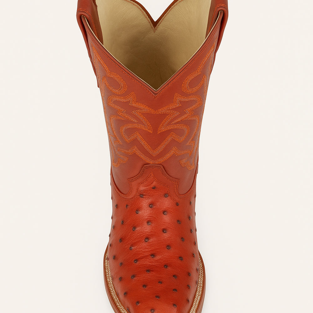 Men's Los Altos Ostrich Skin Wide Square Toe Boots - B