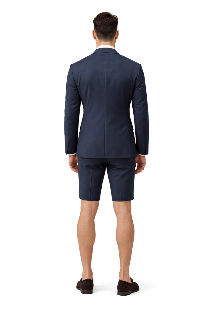 Cotton Fabric Charcoal Gray Suit - Mens Suits With Shorts - Summer Suit