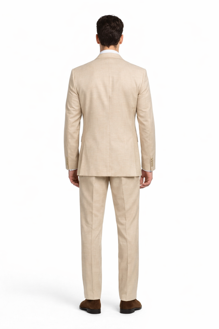Cream Executive Solid 3-Piece Luxury Suit by Rossiman