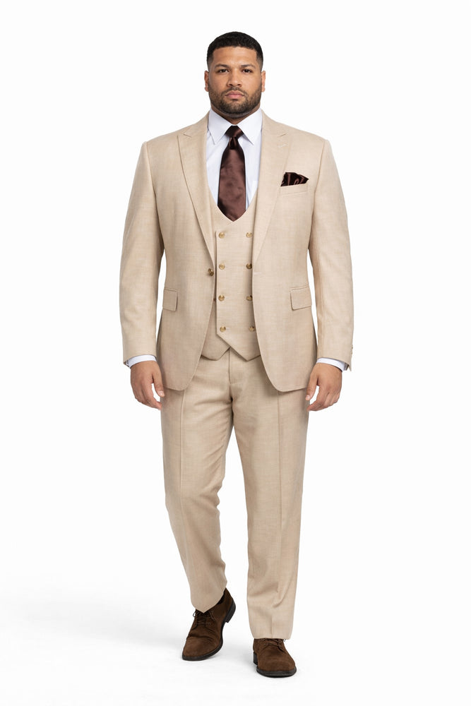 Cream Executive Solid 3-Piece Luxury Suit by Rossiman