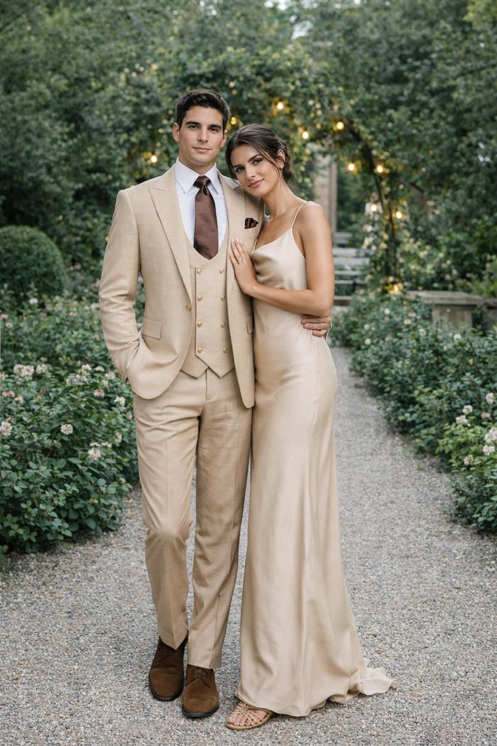Cream Executive Solid 3-Piece Luxury Suit by Rossiman