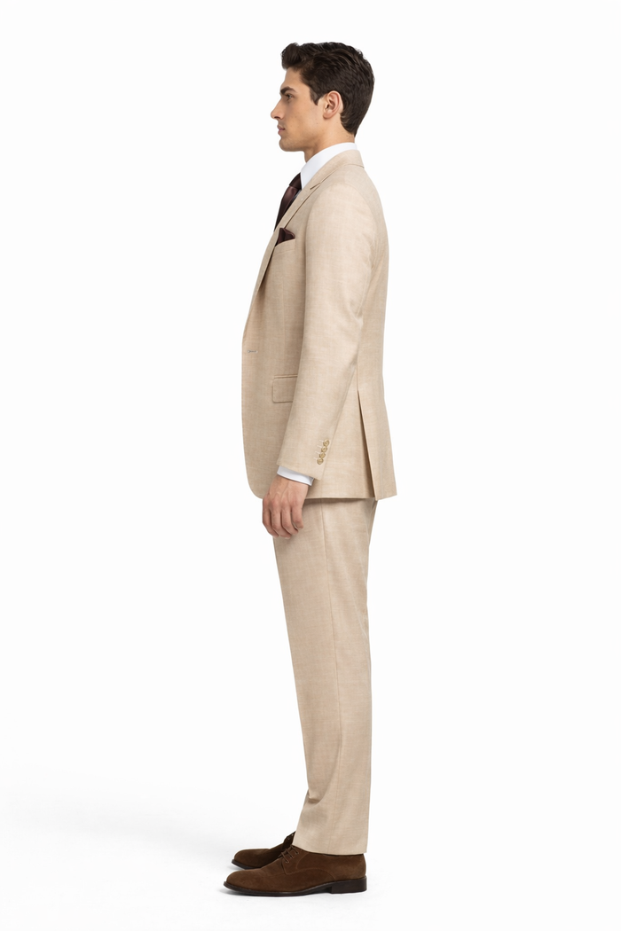 Cream Executive Solid 3-Piece Luxury Suit by Rossiman