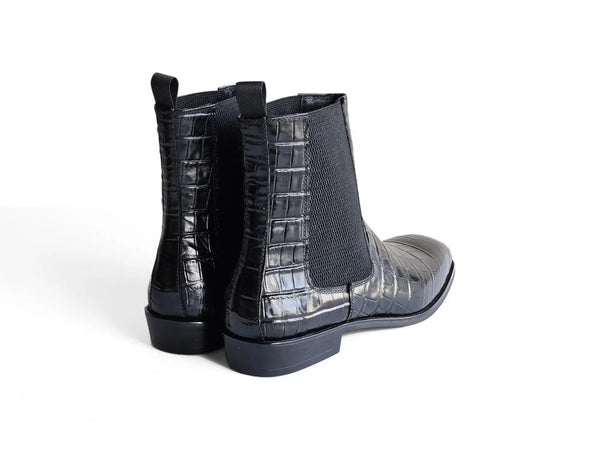 Carrucci Crocodile Embossed Leather Chelsea Boot