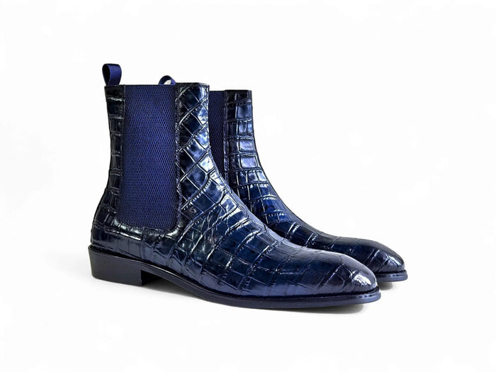 Carrucci Crocodile Embossed Leather Chelsea Boot