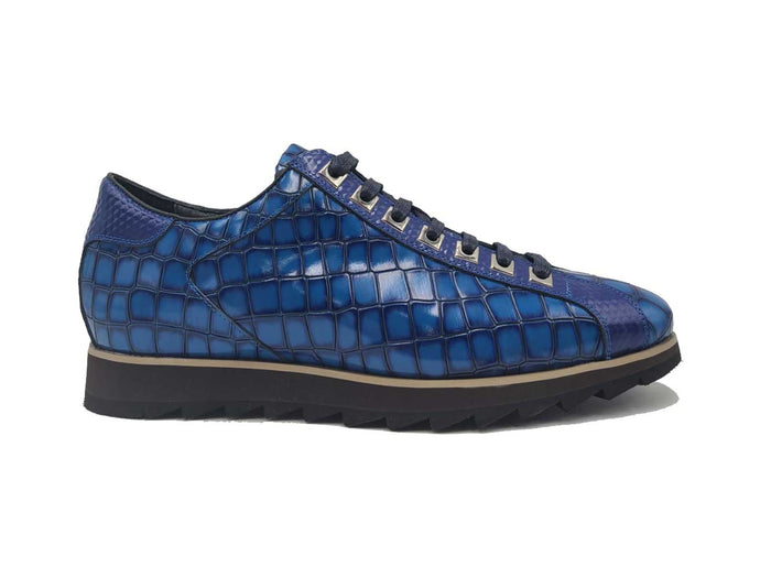 Carrucci Crocodile Embossed Leather Sneaker