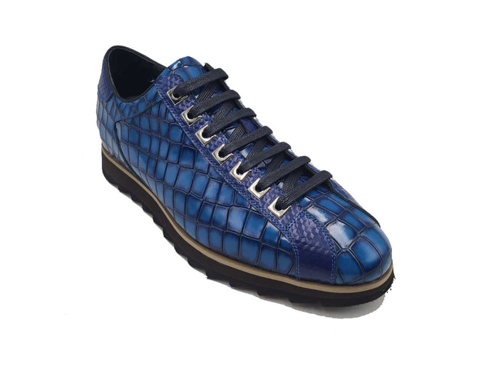 Carrucci Crocodile Embossed Leather Sneaker