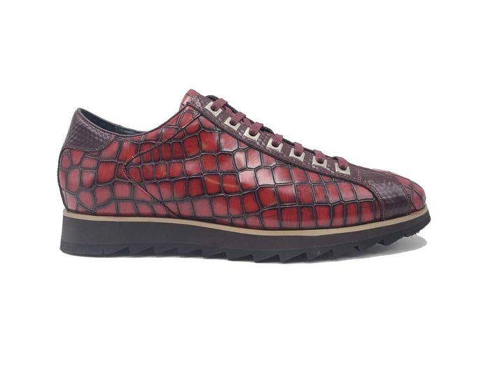 Carrucci Crocodile Embossed Leather Sneaker