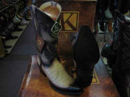 King Exotic Boots Snip Toe Genuine Crocodile Leather Piping Western Cowboy Boot EE+ Cognac