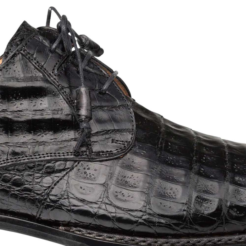 Men's Cratos Genuine Crocodile Black Derby Shoes  By Mezlan Made In Spain Brand