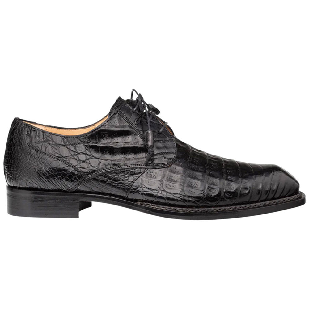 Men's Cratos Genuine Crocodile Black Derby Shoes  By Mezlan Made In Spain Brand