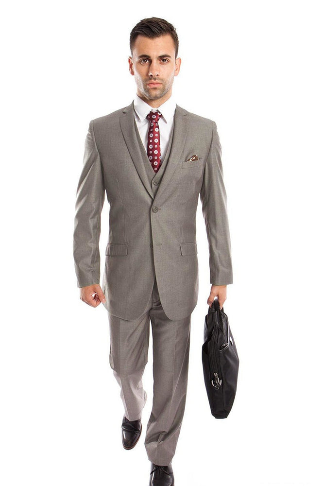 Men’s Slim Fit Grey Vested Suit from Tazzio Suits