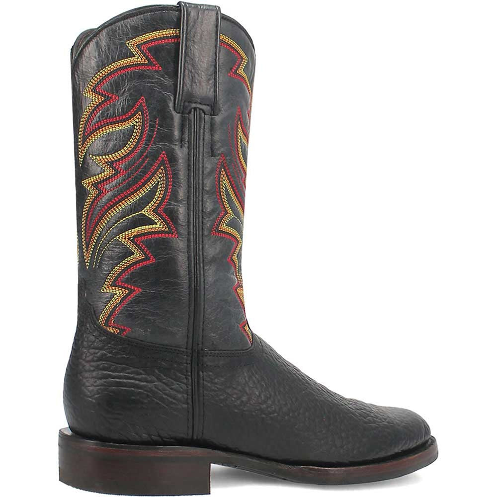 Round Toe Black Western Leather Boots