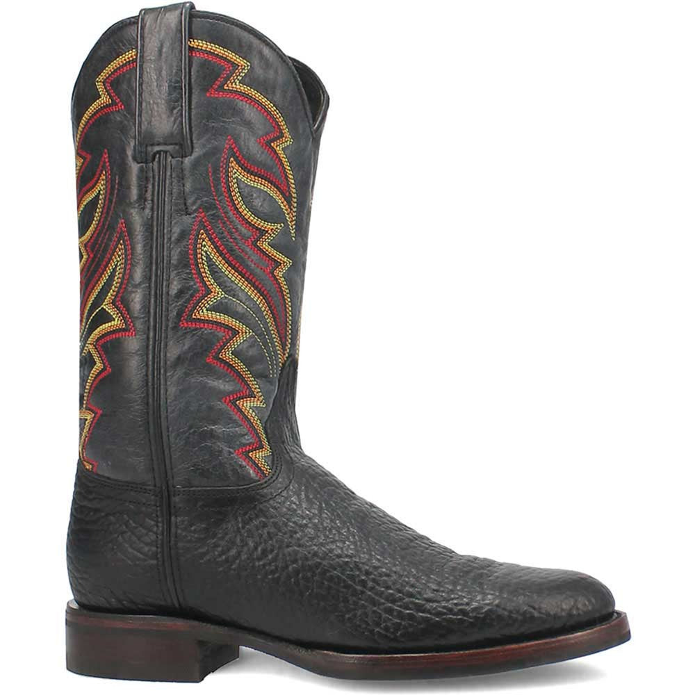 Round Toe Black Western Leather Boots