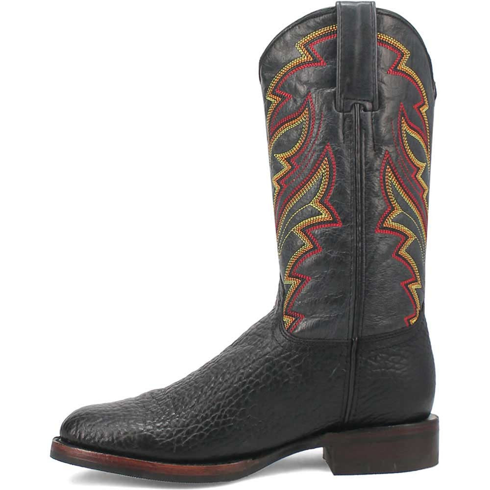 Round Toe Black Western Leather Boots