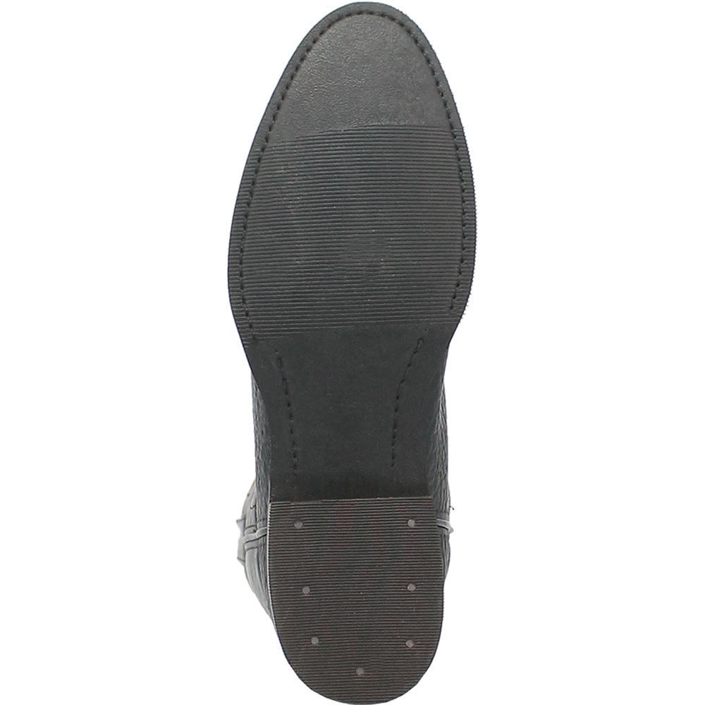 Round Toe Black Western Leather Boots