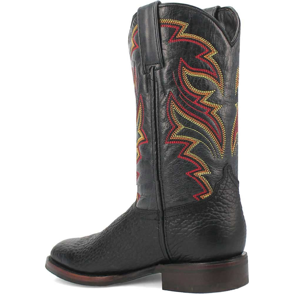 Round Toe Black Western Leather Boots