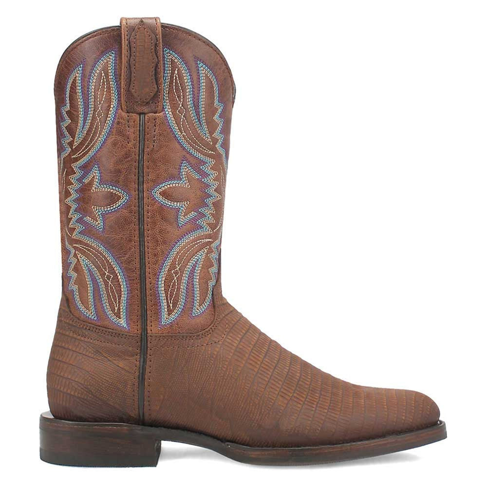Dingo Brown Lizard Print Snip Toe Leather Boots