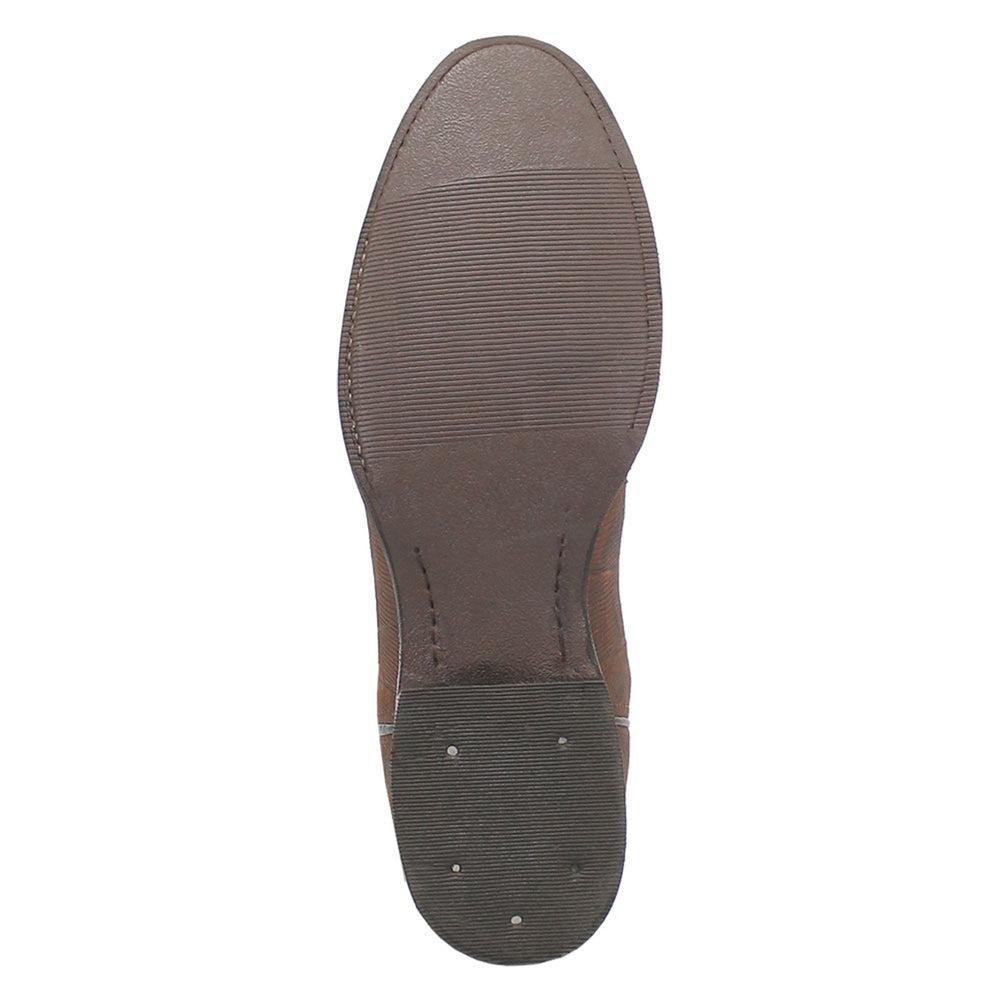 Dingo Brown Lizard Print Snip Toe Leather Boots