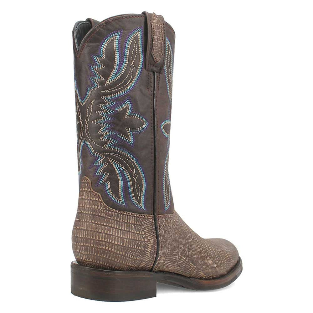 Dingo Cement Lizard Print Snip Toe Leather Boots