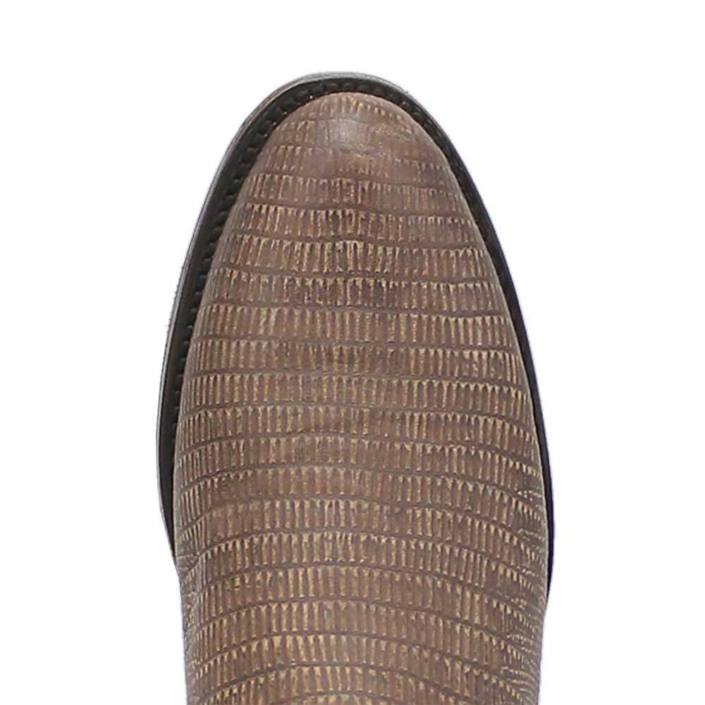 Dingo Cement Lizard Print Snip Toe Leather Boots