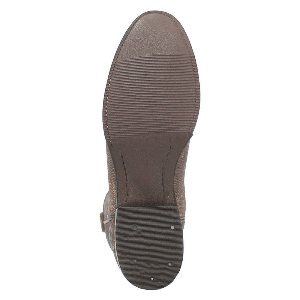 Dingo Cement Lizard Print Snip Toe Leather Boots