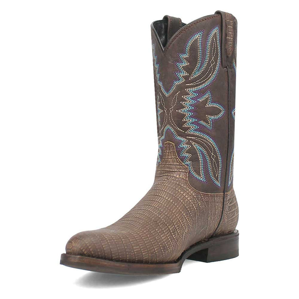 Dingo Cement Lizard Print Snip Toe Leather Boots