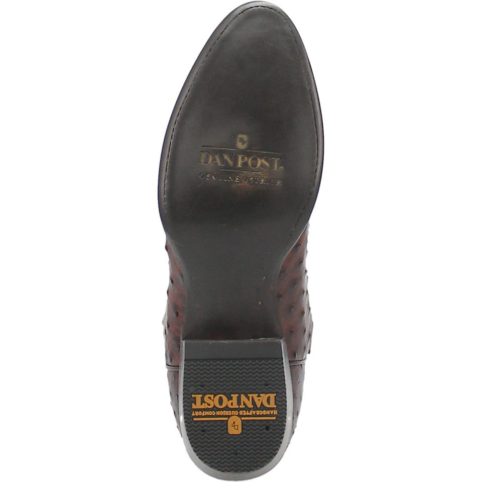 Dan Post Men’s Pershing Brown Full Quill Genuine Ostrich 13” Round Toe Cowboy Boot