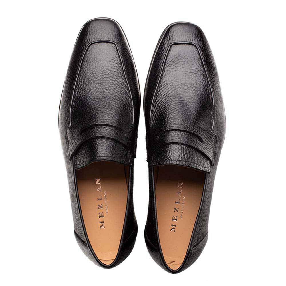 Men's Deerskin Black Penny Loafer By Mezlan Made In Spain Brand