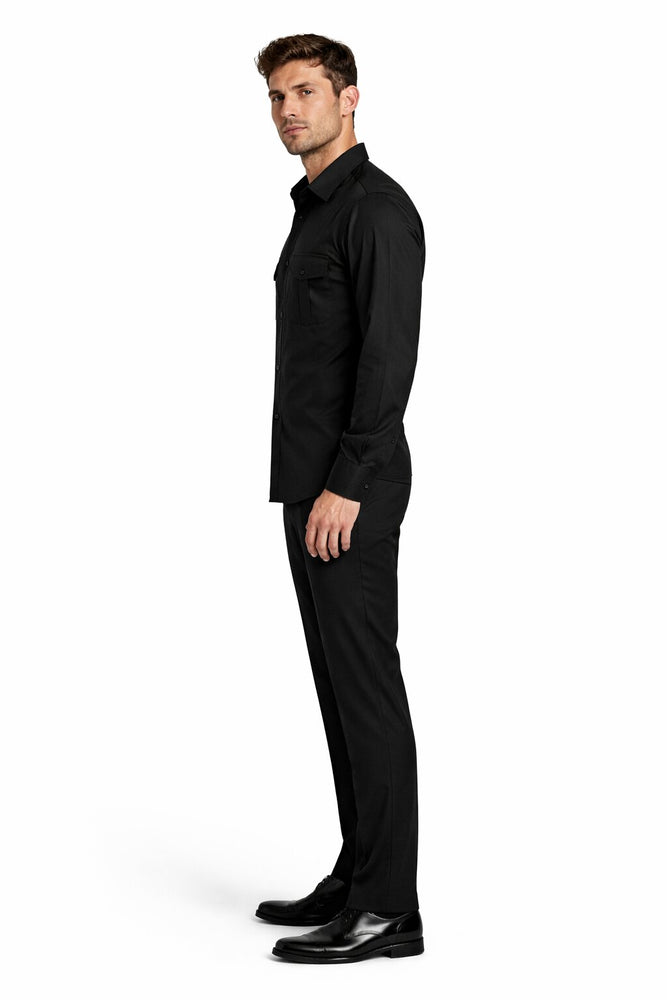 Mens Luxury Black Wool Two-Piece Leisure Walking Suit