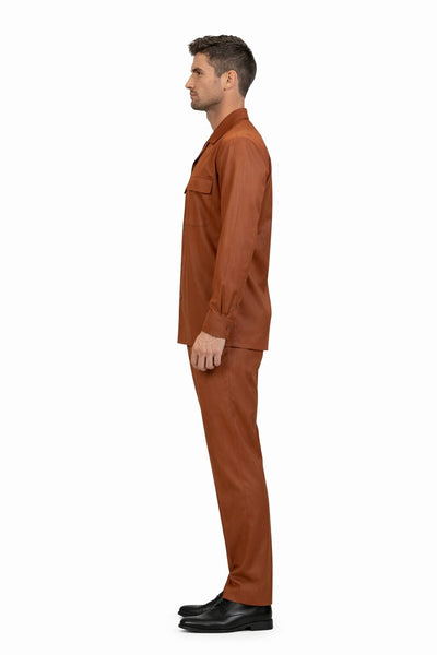 Mens Luxury Copper Wool Two-Piece Leisure Walking Suit