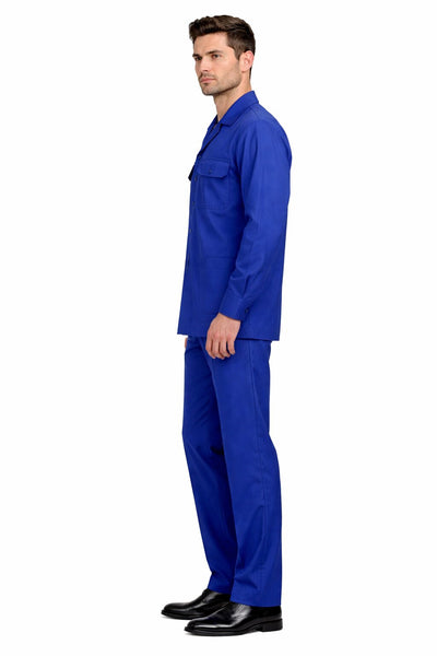 Mens Luxury Sapphire Blue Wool Two-Piece Leisure Walking Suit