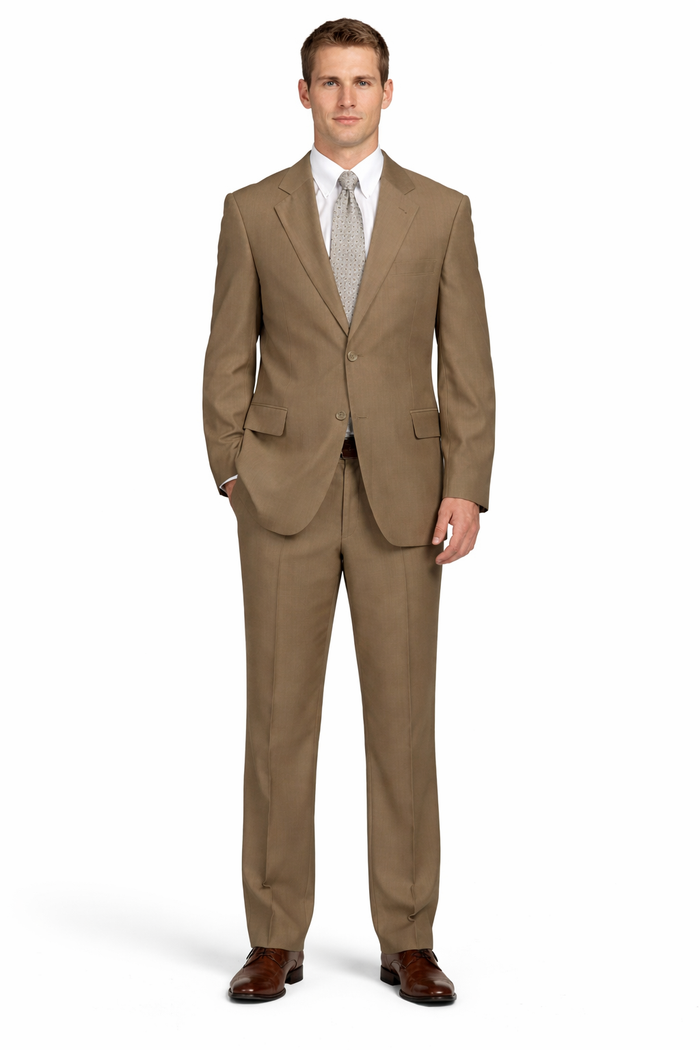 Designer Men's Taupe 2-Button Suit