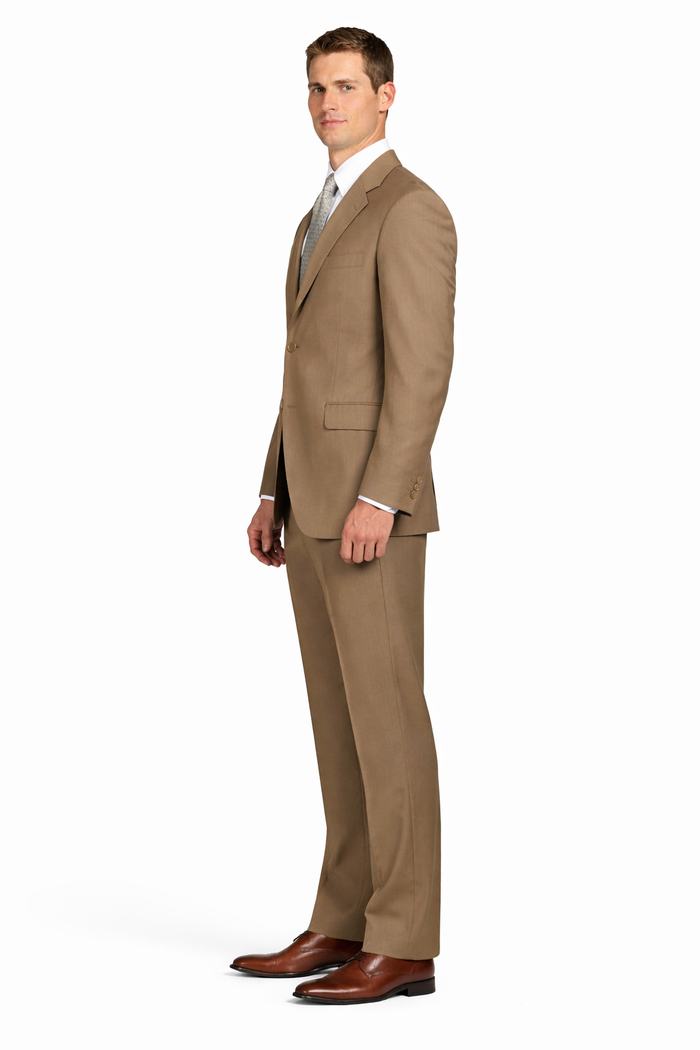 Designer Men's Taupe 2-Button Suit