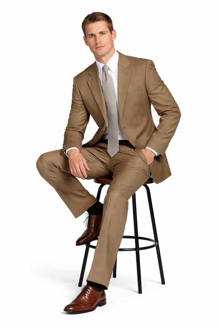 Designer Men's Taupe 2-Button Suit
