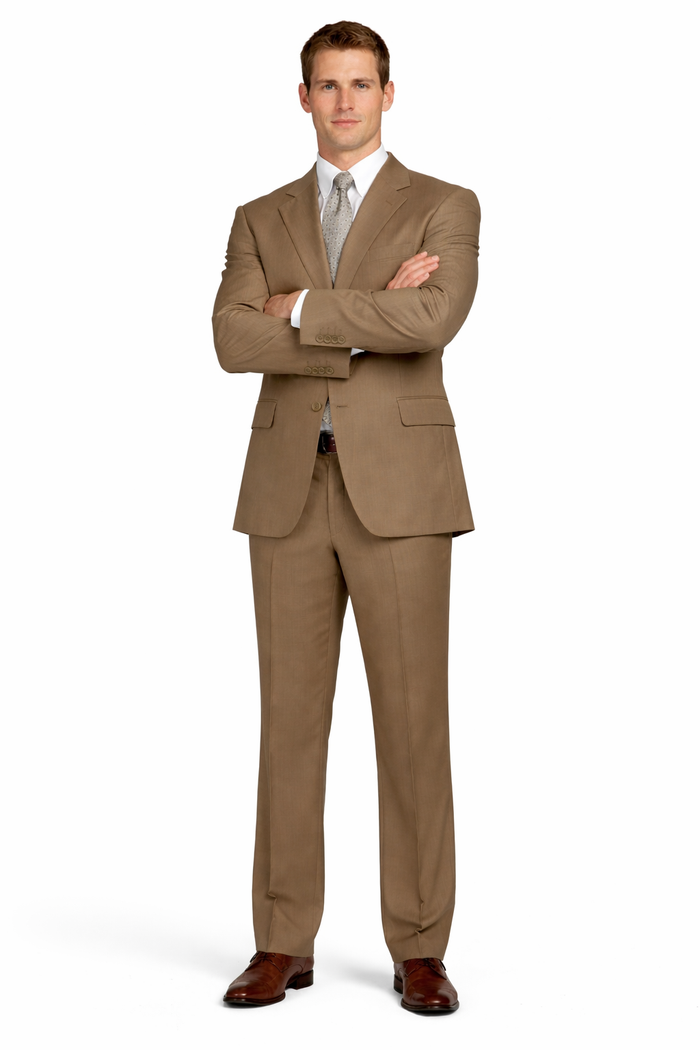 Designer Men's Taupe 2-Button Suit