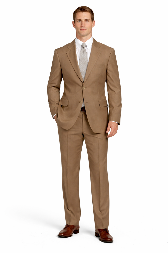 Designer Men's Taupe 2-Button Suit