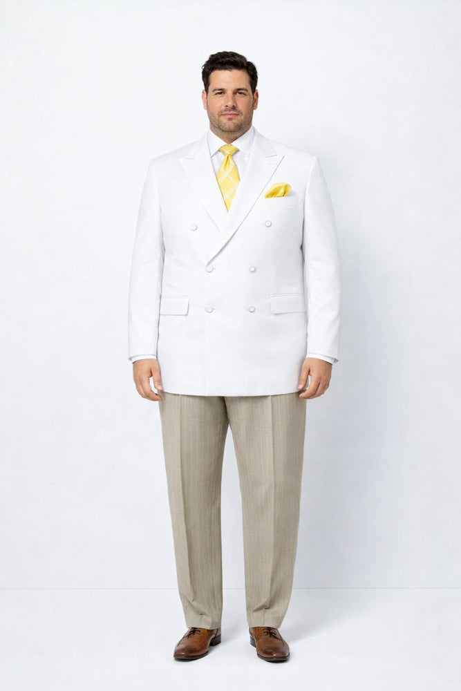 Men’s White Double Breasted Blazer – Classic Fit Formal Sport Coat