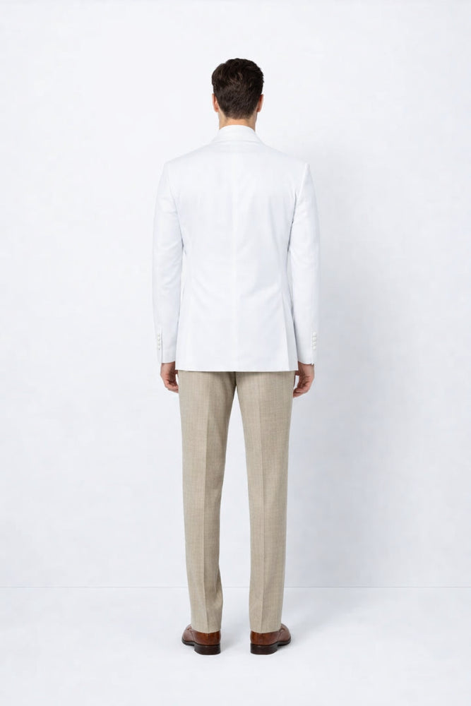 Men’s White Double Breasted Blazer – Classic Fit Formal Sport Coat