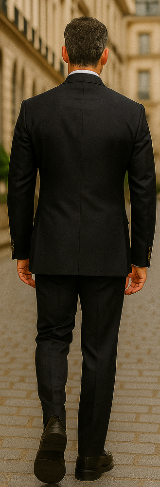 Double Breasted Blazer with Gold Buttons - Black Sport Coat