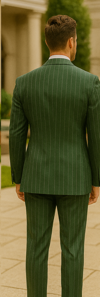 Double Breasted Suit - Green Suit - Side Vented - Modern Fit
