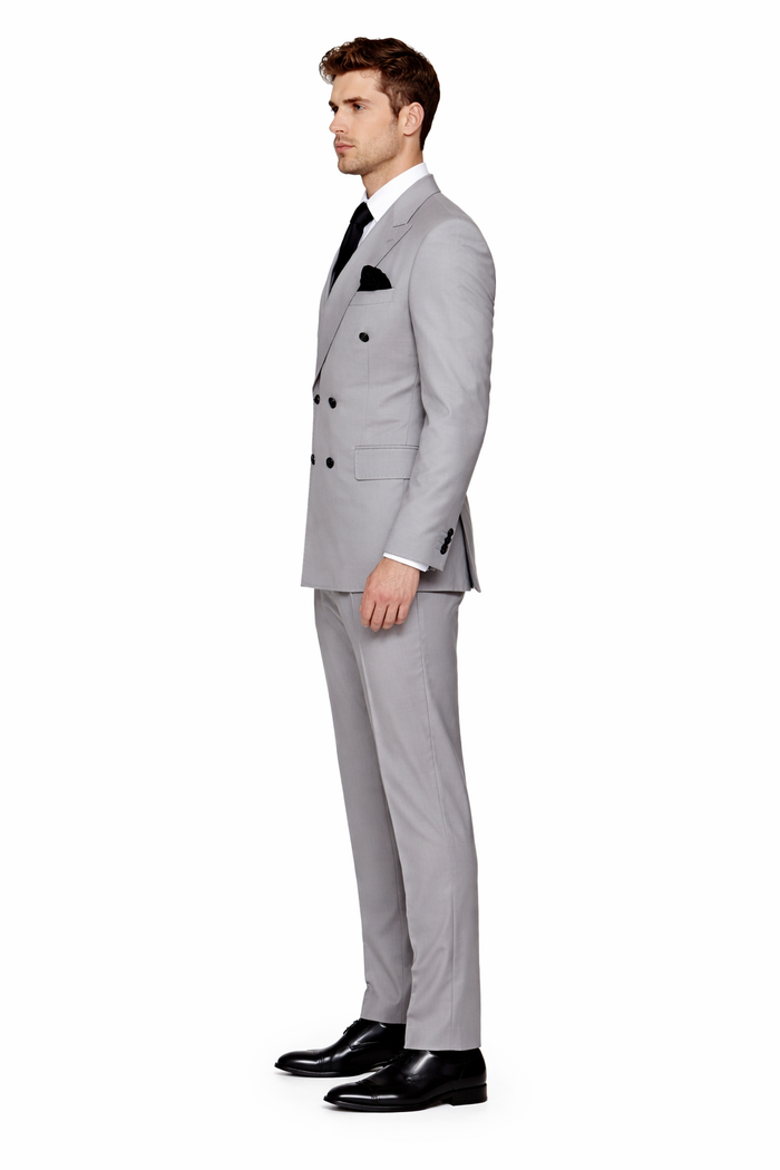 Dove Grey Regent Double-Breasted Power Suit by Rossiman