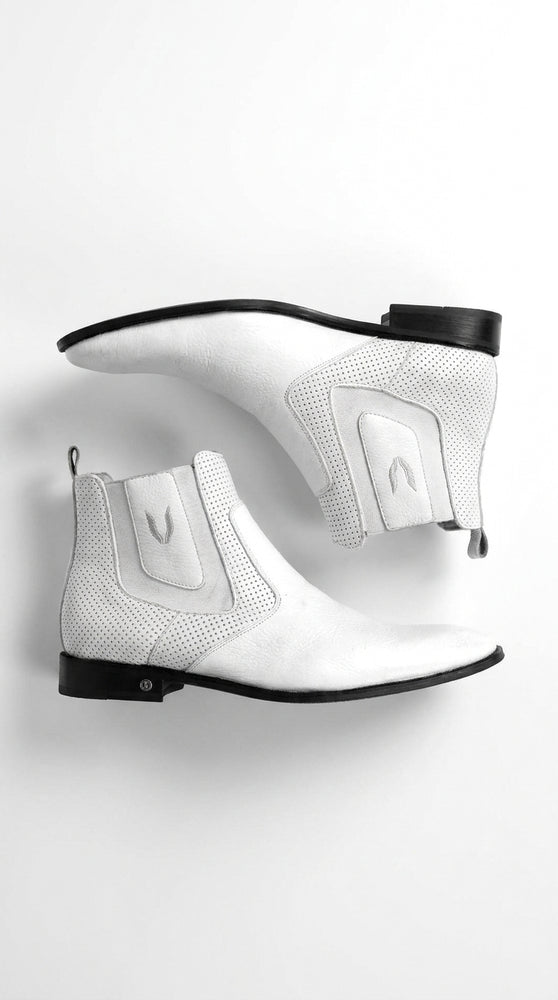 Men's Handcrafted White Vestigium Genuine Catshark Chelsea Boots