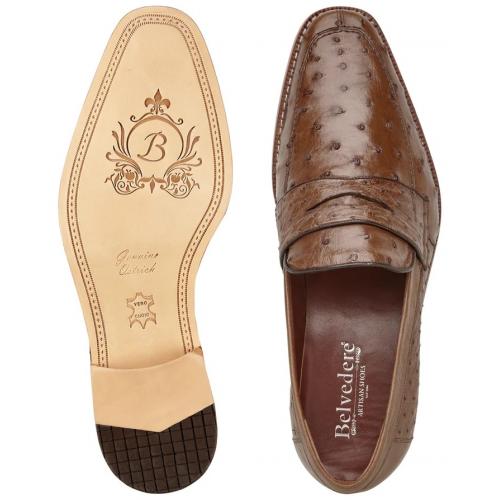 Belvedere Ostrich Quill Belt- Tabac Brown