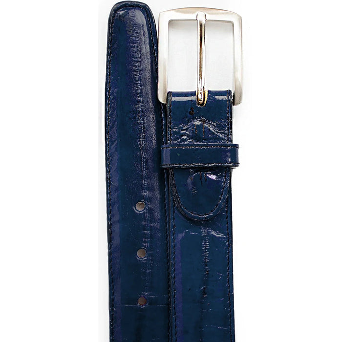 Mens Genuine Eel Skin Dress Belt in Navy Blue