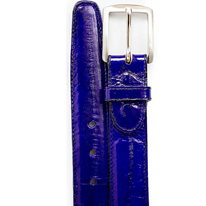 Mens Genuine Eel Skin Dress Belt in Purple