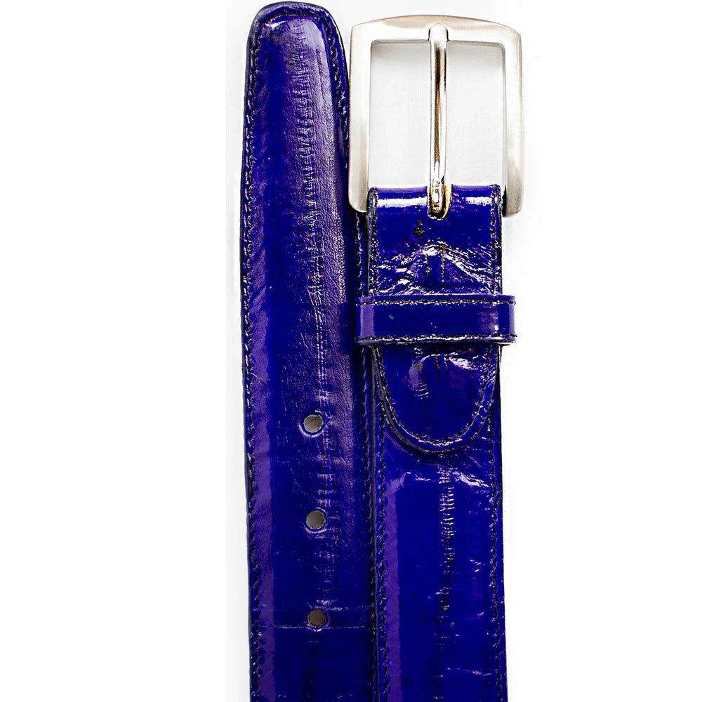 Mens Genuine Eel Skin Dress Belt in Purple