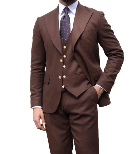 Men's Brown Slim Fitted Two-Piece Cheap Priced Business Suits main image 0