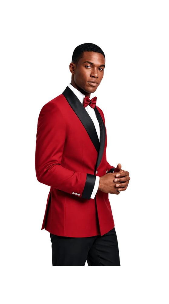 Red Double Breasted Shawl Lapel Tuxedo – Wedding & Prom